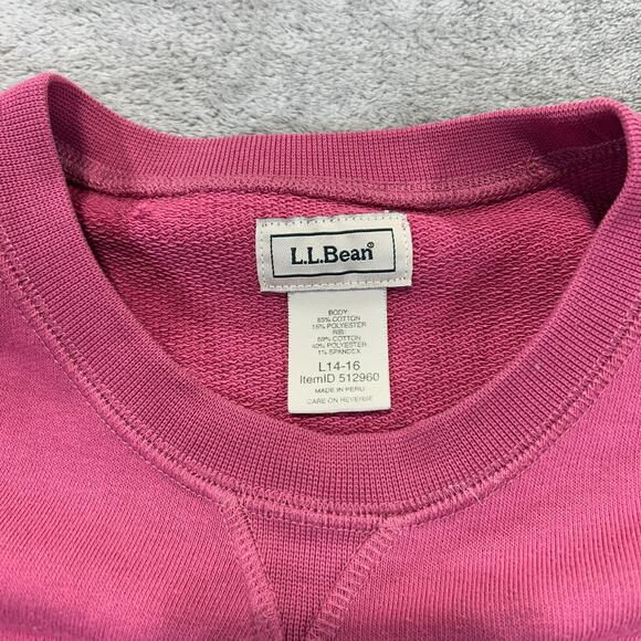 L.L.Bean Graphic Sweatshirt Pullover Crew Neck Long Sleeve Top Pink Size L 14-16 - Picture 2 of 7